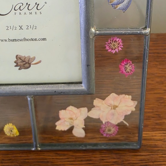 Vintage Carr Pressed Flower Stained Glass Picture Frame 2.5 in x 2.5 in - Picture 4 of 7